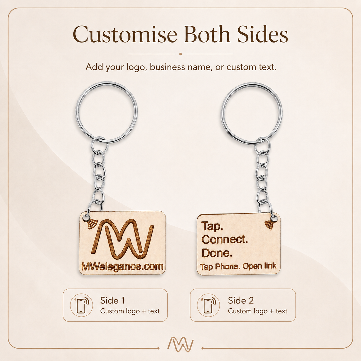 Custom NFC Wooden Keychain | Personalised Tap Keychain