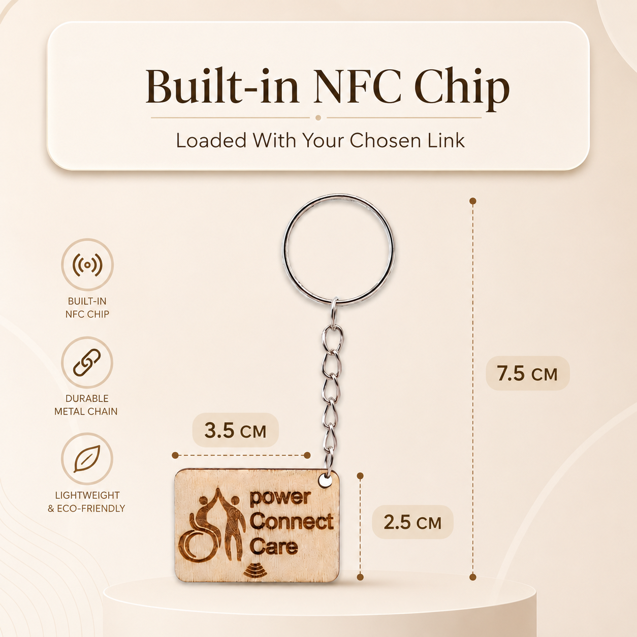 Custom NFC Wooden Keychain | Personalised Tap Keychain