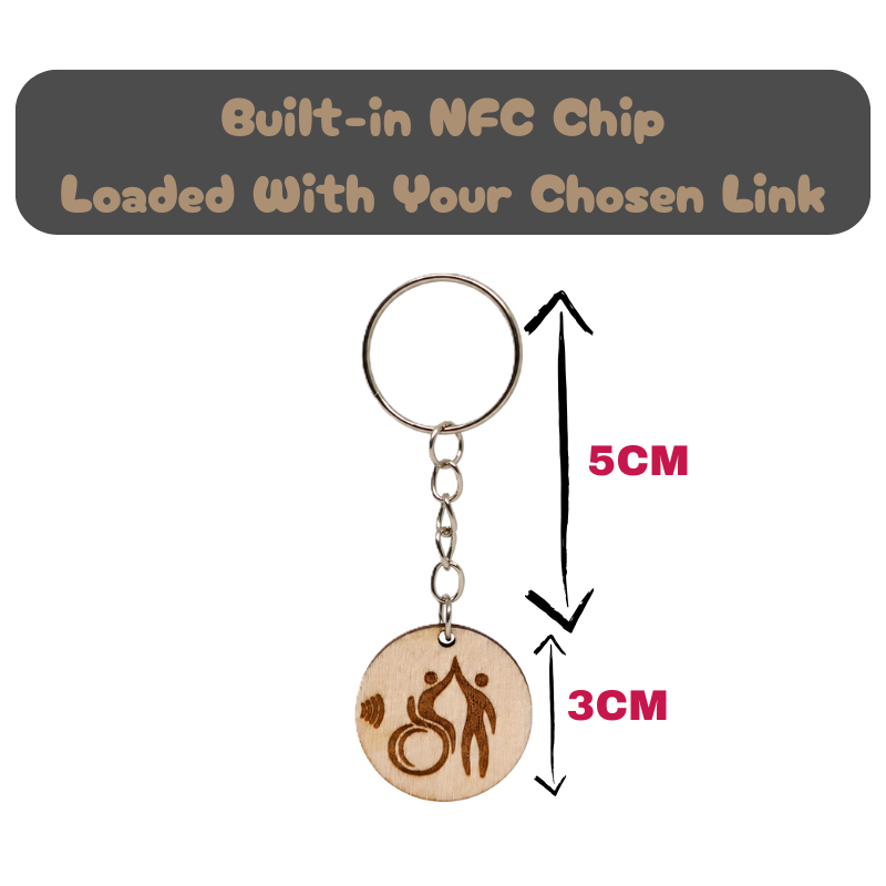 Custom NFC Wooden Keychain | Personalised Tap Keychain