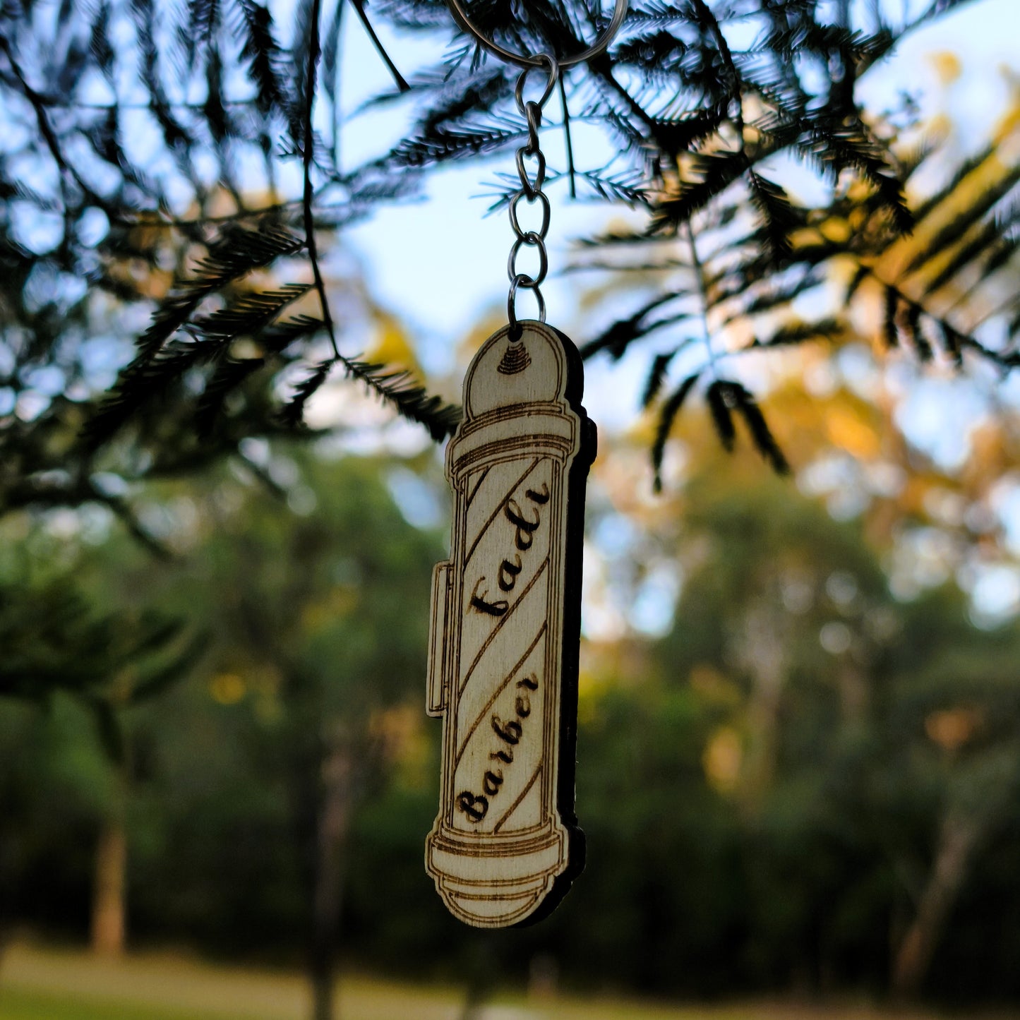 Barber Pole NFC Keychain